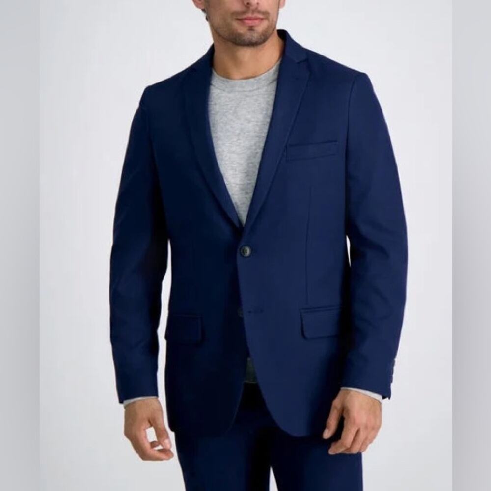 NWT Haggar Slim Fit Active Series™ Herringbone Suit Jacket Navy Blue 42 Long